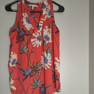 Violet & Claire Coral Floral Sleeveless V-Neck Camisole